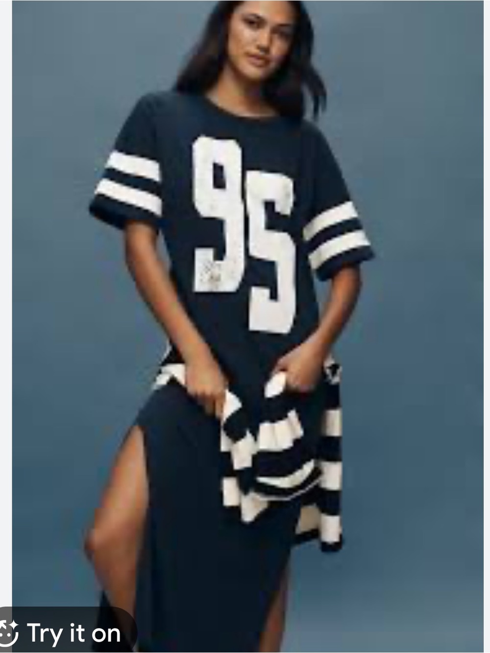 95 Graphic Midi Dress in Navy and White